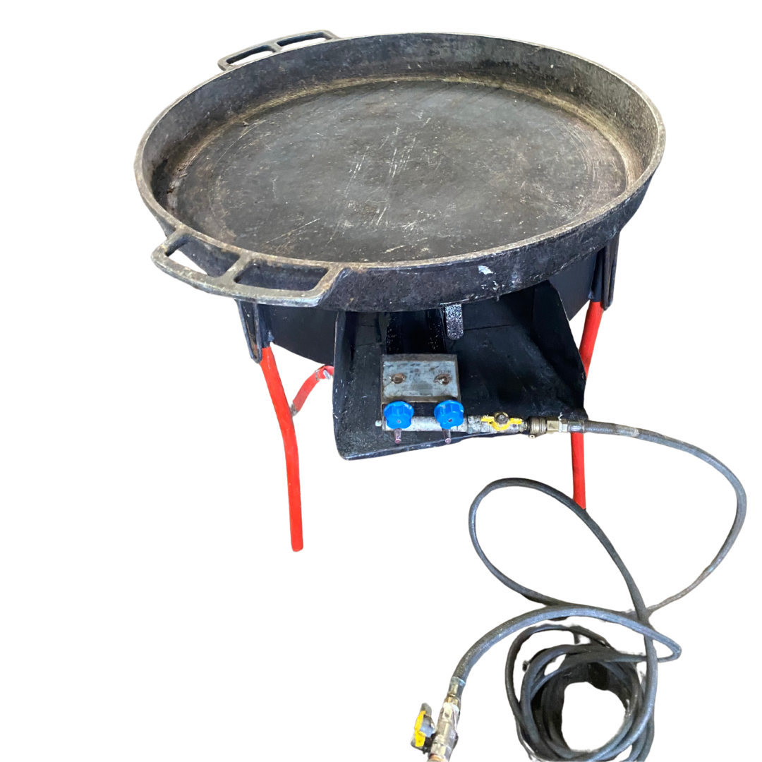 Cast Iron Pan & Gas Burner on Stand – For Sale (2)